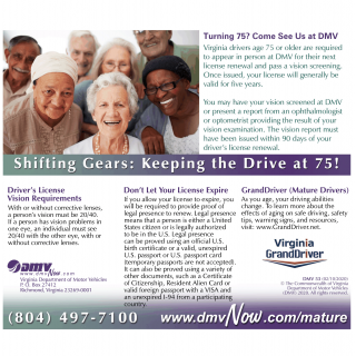 Form DMV 53. Turning 75? Come See Us - Virginia