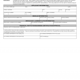 Form DSD 27-B. Permission to Use Drive Away License Plates - Virginia