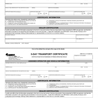 Form DSD 5A. Temporary Transport Certificate - Virginia
