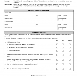 Form DTS 18. DTS Parent/Student Questionnaire - Virginia