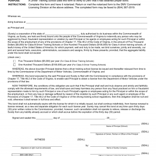 Form DTS 22. Surety Bond Affidavit And Acknowledgement Of Surety - Virginia