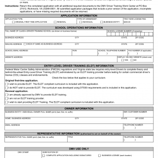 Form DTS 33A. School License Application for Commercial Vehicle - Virginia