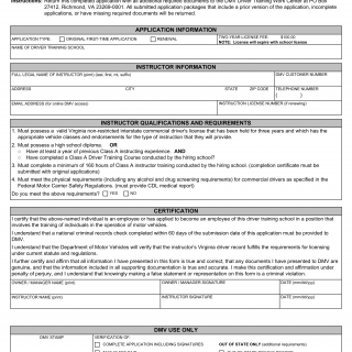 Form DTS 34A. Instructor License Application for Commercial Vehicle - Virginia