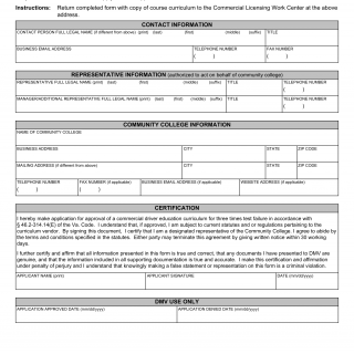 Form DTS 37. CDL Curriculum Application - Virginia