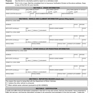 Form FR 200. Voluntary Report of a Crash - Virginia