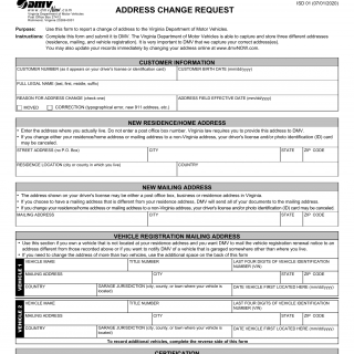 Form ISD 01. Address Change Request Form - Virginia