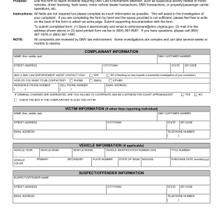 Form LE 22. DMV Law Enforcement Investigation Request - Virginia