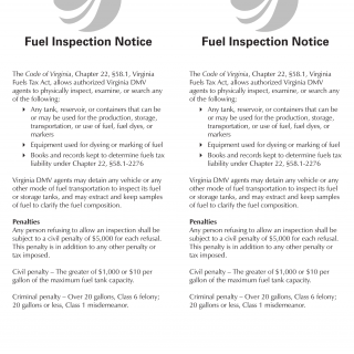 Form LE 444. Fuel Inspection Notice - Virginia