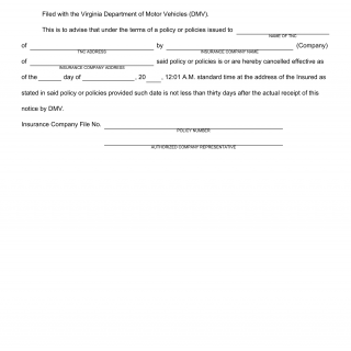 Form MCS 307. Virginia Notice of TNC Insurance Cancellation - Virginia