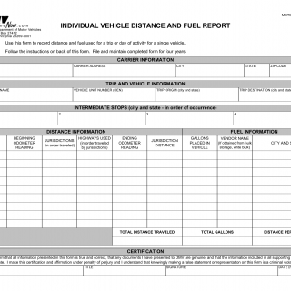 Form MCTS 270. Individual Vehicle Mileage and Fuel Report - Virginia