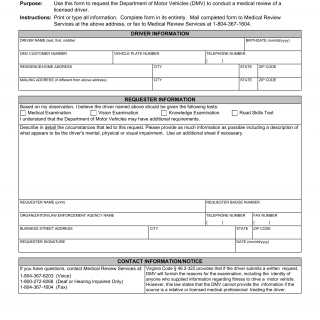 Form MED 3. Medical Review Request - Virginia