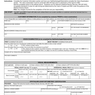 Form MED 4. Vision Screening Report - Virginia