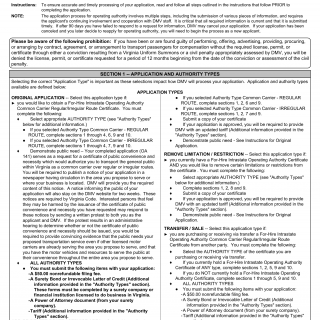 Form OA 141. Operating Authority Certificate Application for Common Carriers of Passengers - Virginia