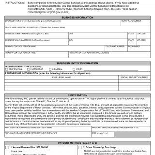Form OA 153. Transportation Network Company (TNC) Certificate of Fitness Renewal - Virginia