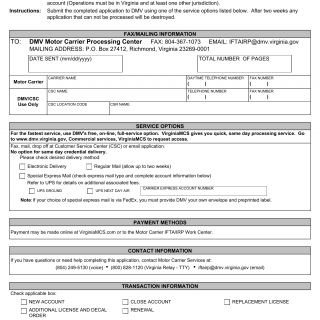 Form RDT 120. IFTA Licensing Application - Virginia