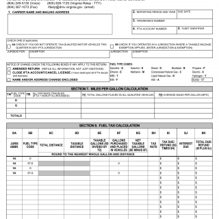 Form RDT 121. IFTA Quarterly Tax Report - Virginia
