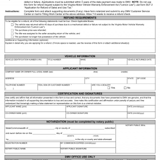 Form SUT 2A. Refund of Sales and Use Tax Application and Affidavit - Virginia
