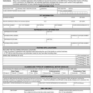 Form TPT 575. Application for Third Party Tester Certification - Virginia