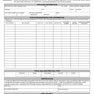 Form TS 219. Fuel Tax Refund Application - Exports - Virginia