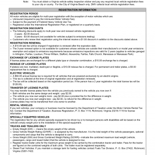 Form VSA 14 I. Registration Information Sheet - Virginia
