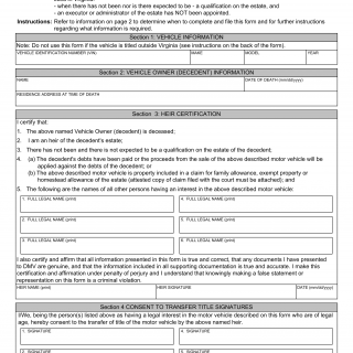 Form VSA 24. Statement of Authority to Assign Title - Virginia