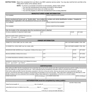 Form VSA 35. Affidavit for Manufactured Home Conversion to Real Property - Virginia
