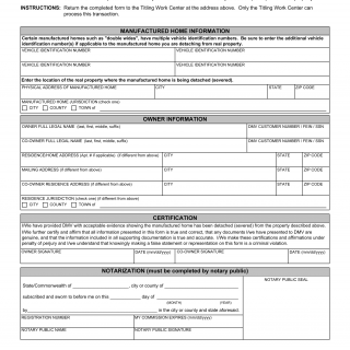 Form VSA 35A. Affidavit for Manufactured Home Sever from Real Property - Virginia