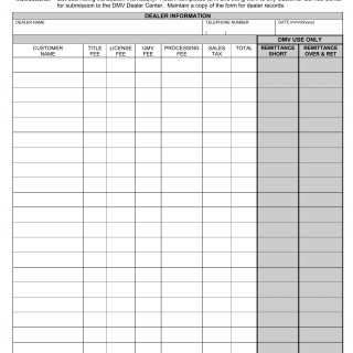 Form VSA 4. Dealer Transaction Recap Sheet - Virginia