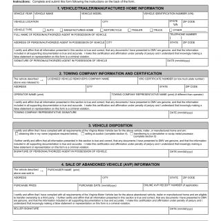 Form VSA 40. Vehicle Removal Certificate - Virginia