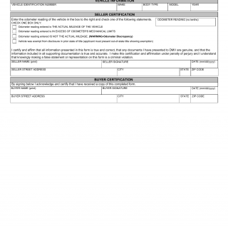 Form VSA 5. Odometer Disclosure Sheet - Virginia