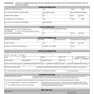 Form VSA 56. Salvage Certificate, Application for - Virginia