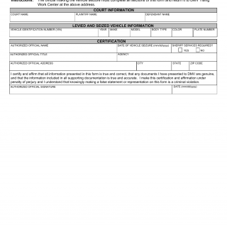 Form VSA 62. Report of Levied and Seized Vehicle - Virginia