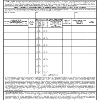 VA Form 0877. Vetbiz Vendor Information Pages Verification Program
