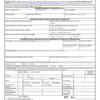 VA Form 0893. Advance Review of Offer to Donate Support for Official Travel