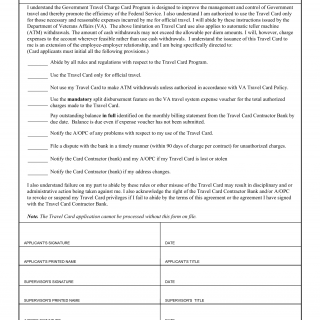 VA Form 0933. Statement of Understanding for the Government Travel Charge Card Program