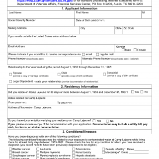 VA Form 10-10068. Camp Lejeune Family Member Program Application