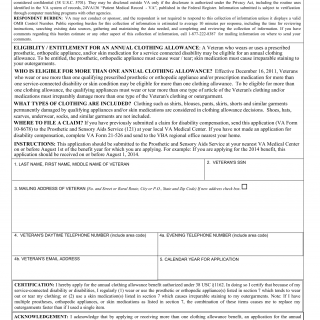 VA Form 10-8678. Application for Annual Clothing Allowance