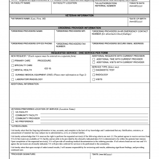 VA Form 10-10172. Community Care Provider—Request for Service