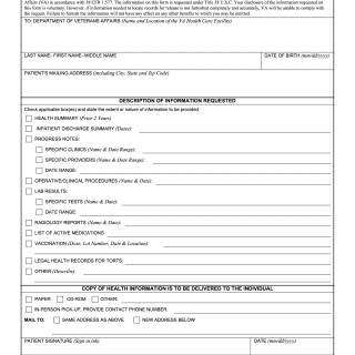 VA Form 10-5345a. Individuals' Request for a Copy of Their Own Health Information