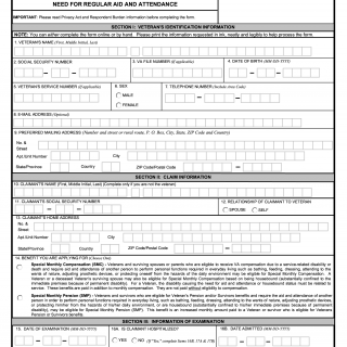 VA Form 21-2680. Examination For Housebound Status Or Permanent Need ...