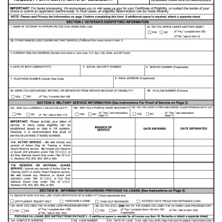 VA Form 26-1880. Request for a Certificate of Eligibility