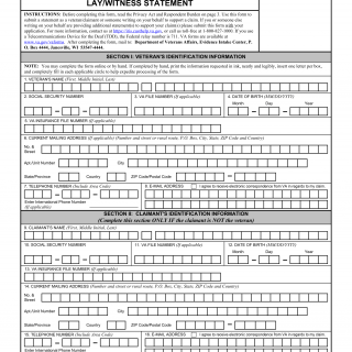VA Form 21-10210. Lay/Witness Statement