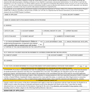 VA Form 10-0394A. Education Debt Reduction Program (EDRP) Education Loan Verification