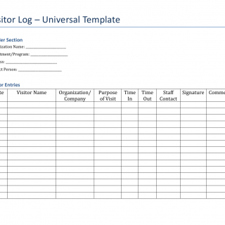 Visitor log universal template