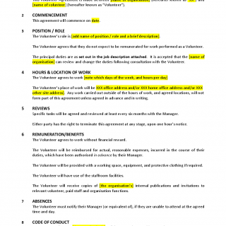 Volunteer Agreement Forms Docs 2023   Volunteer Agreement Template 