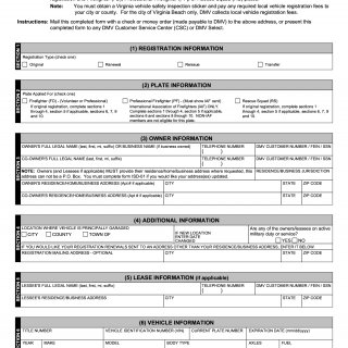 Form VSA 124. Application for License Plates and Vehicle Registration for a Firefighter, Professional Firefighter, or Rescue Squad