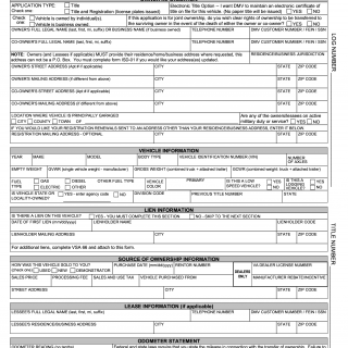 Form VSA 17A. Application for Certificate of Title and Registration