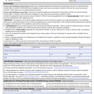 Form VTR-214. Application for Persons with Disabilities Parking Placard and/or License Plate