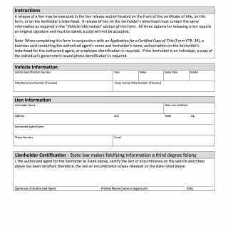 Form VTR-266. Prescribed Form for Release of Lien