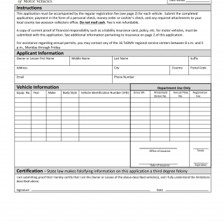 Form VTR-29. Texas Annual Permit Application - Texas